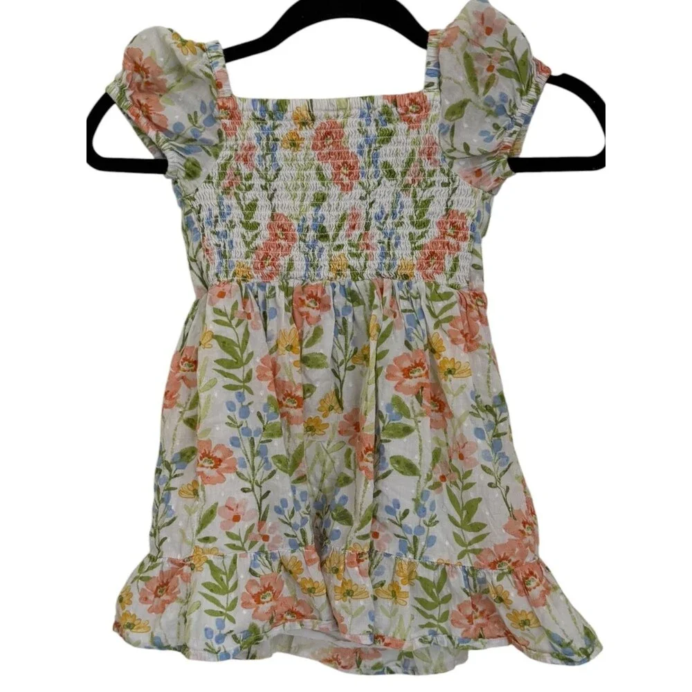 Gymboree Girls Floral Dress 5T Cottagecore Boho Ruffle Sleeves 100% Cotton